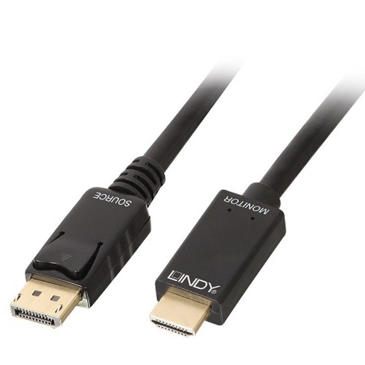 Imagine Cablu Displayport la HDMI 4K 0.5m T-T Negru, Lindy L36920